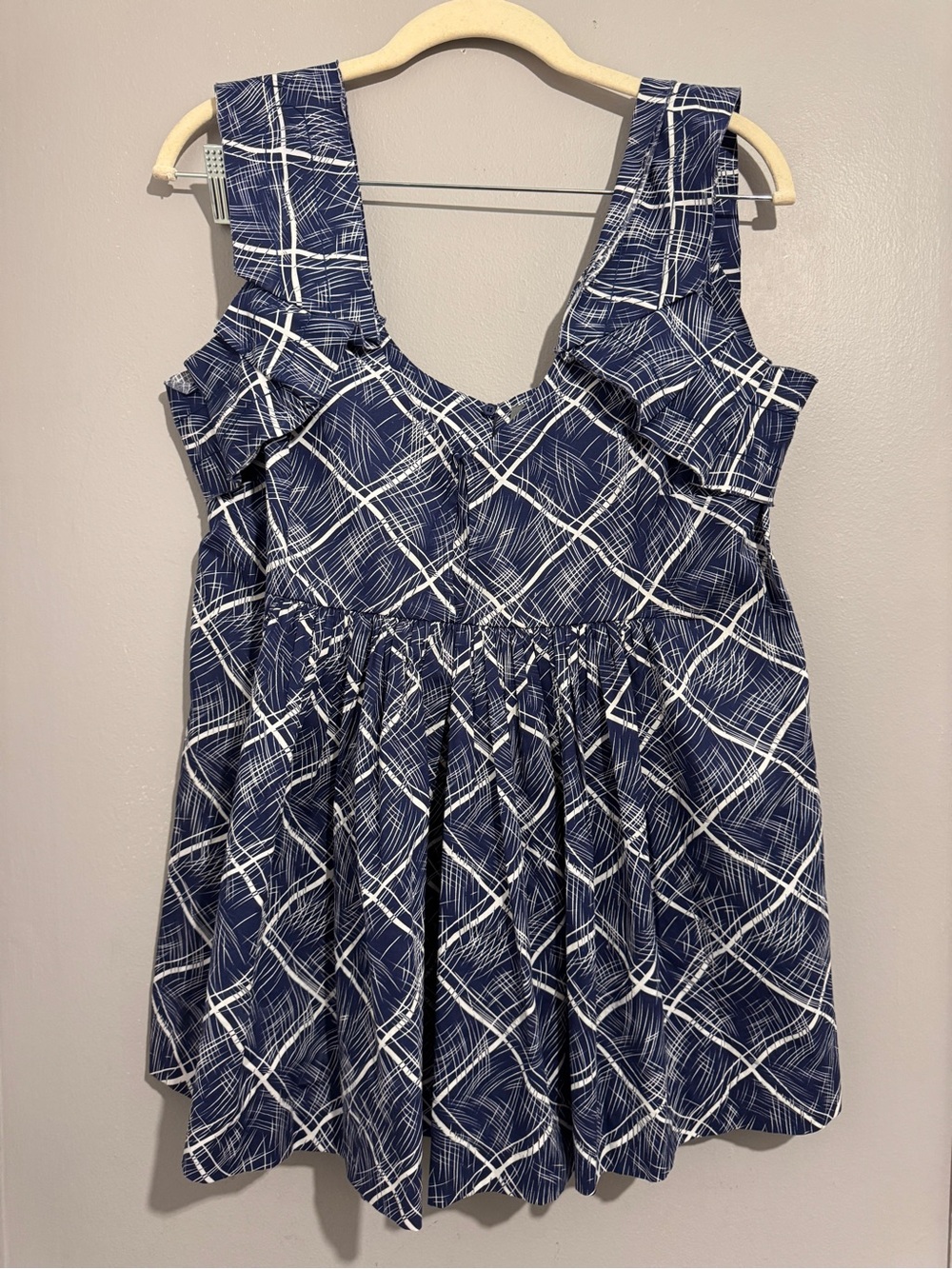 Girls From Savoy Navy Blue Print Ruffle Tank Sz 8